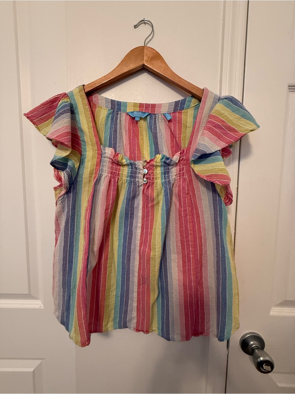 Draper James Pastel Rainbow Stripe Blouse